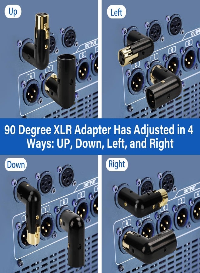 Togconn Adjustable 3-PIN Right Angle XLR Adapter 2 Pack, 90 Degree XLR Male/Female Gold Plated Heavy Duty Metal Connector, L Shape Extender - Image 4